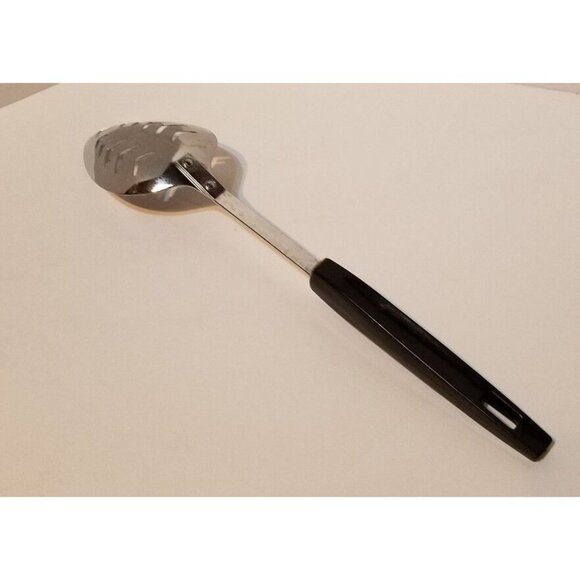 Vintage Androck Black Handle Chromium Plate Serving Slotted Spoon  12" - Picture 4 of 6